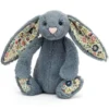 Jellycat Knuffelkonijn Bashful Blossom Dusky Blue - S - 18 Cm -Speelgoedwinkel jellycat knuffelkonijn bashful blossom dusky blue s 18 cm 2